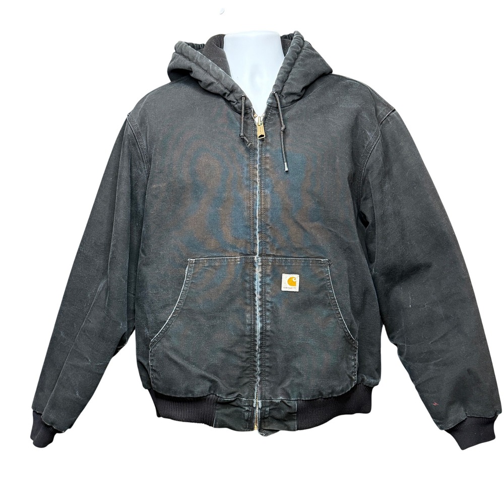 Vintage Y2K Carhartt Jacket J140 Blk Quilted Active Men Large Distressed Work